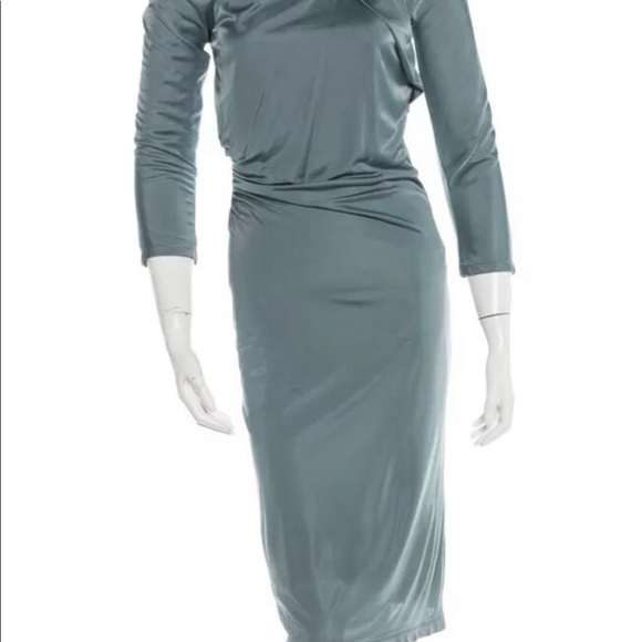 Elegant Roberto Cavalli Teal dress long sleeve - Picture 3 of 4